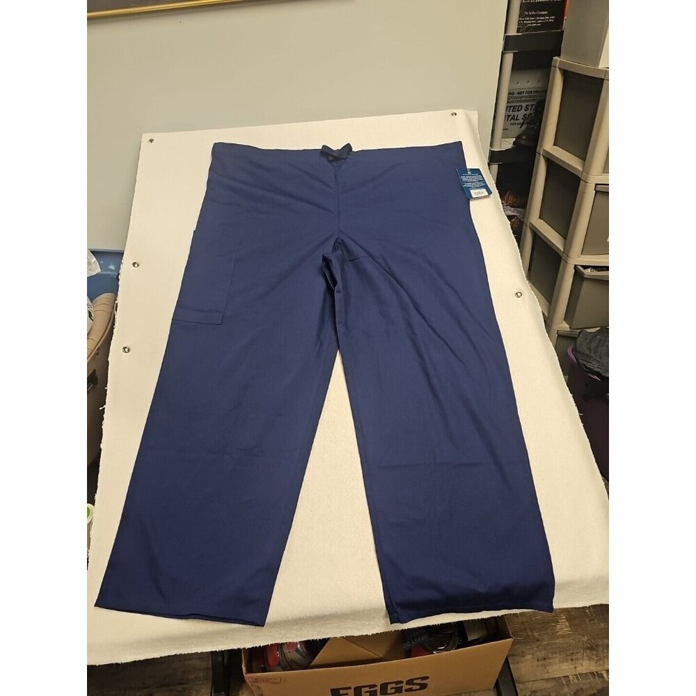Adar Natural-Rise Multipocket Scrub Pants Wide Leg Blue Unisex 3X‎